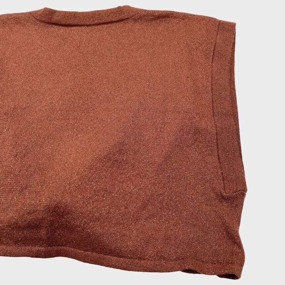 NWT Anthropologie Metallic Twist Front Open Crop Top in Cedar Women's Size XL - Picture 10 of 12